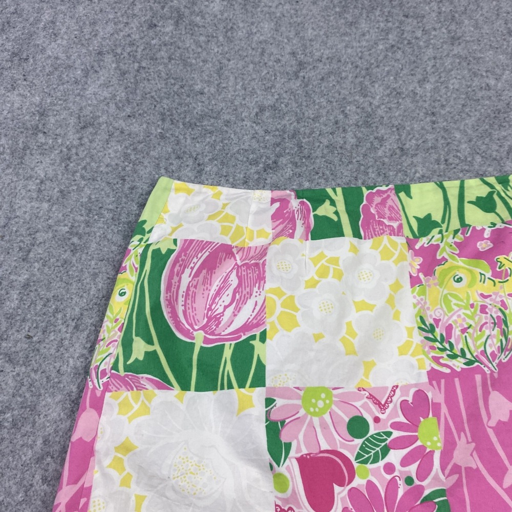 Lilly Pulitzer Skirt Womens 6 Pink Green Patchwork Floral Jungle Cat Print Lined - Picture 5 of 13
